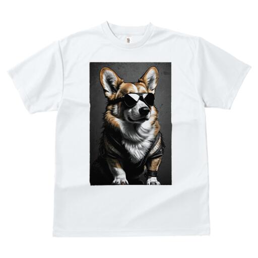 コーギー Tシャツ 犬愛 ユニークデザインレディース 犬ファン 半袖 春夏 プリント カジュアル かわいい 人間用 ギフト 個性的 サングラス コーギー 革ジャン