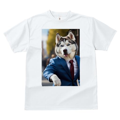 シベリアンハスキー Tシャツ 犬愛 ユニークデザインレディース 犬ファン 半袖 春夏 プリント カジュアル かわいい 人間用 ギフト 個性的 スーツ シベリアンハスキー ネクタイ