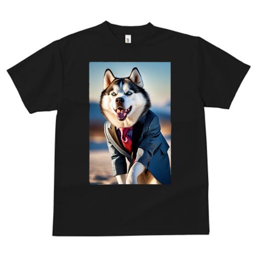 シベリアンハスキー Tシャツ 犬愛 ユニークデザインレディース 犬ファン 半袖 春夏 プリント カジュアル かわいい 人間用 ギフト 個性的 スーツ シベリアンハスキー ネクタイ