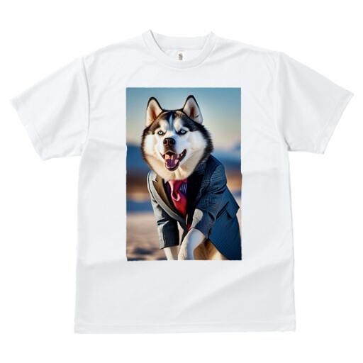 シベリアンハスキー Tシャツ 犬愛 ユニークデザインレディース 犬ファン 半袖 春夏 プリント カジュアル かわいい 人間用 ギフト 個性的 スーツ シベリアンハスキー ネクタイ