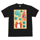 キャバリア Tシャツ 犬愛 ユニークデザインメンズ キッズ 犬ファン 半袖 春夏 プリント カジュアル かわいい 人間用 ギフト 個性的 風船 キャバリア 木 家 クリスマスツリー