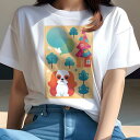 キャバリア Tシャツ 犬愛 ユニークデザインレディース 犬ファン 半袖 春夏 プリント カジュアル かわいい 人間用 ギフト 個性的 風船 キャバリア 木 家 クリスマスツリー