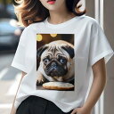 パグ Tシャツ 犬愛 ユニークデザインレディース 犬ファン 半袖 春夏 プリント カジュアル かわいい 人間用 ギフト 個性的 クッキー パグ