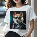 柴犬 Tシャツ 犬愛 ユニークデザインレディース 犬ファン 半袖 春夏 プリント カジュアル かわいい 人間用 ギフト 個性的 サングラス 柴犬 革ジャン ネクタイ