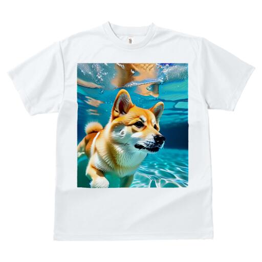 柴犬 Tシャツ 犬愛 ユニークデザインレディース 犬ファン 半袖 春夏 プリント カジュアル かわいい 人間用 ギフト 個性的 水 柴犬 水中