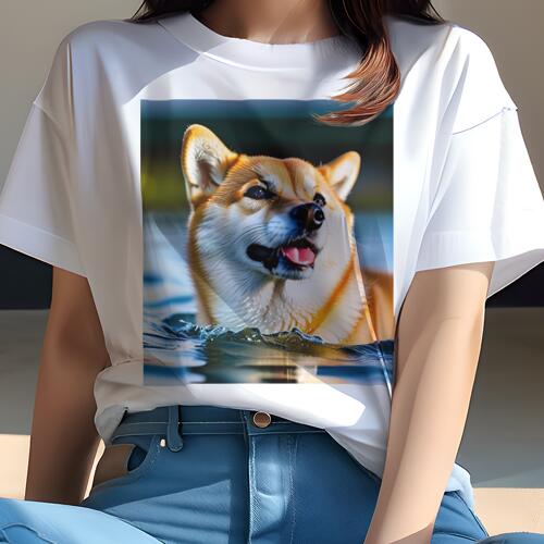 柴犬 Tシャツ 犬愛 ユニークデザインレディース 犬ファン 半袖 春夏 プリント カジュアル かわいい 人間用 ギフト 個性的 水 柴犬 水面 犬 柴犬 Tシャツ 犬愛 ユニークデザインレディース 犬ファン 半袖 春夏 プリント カジュアル かわいい 人間用 ギフト 個性的 水 柴犬 水面 犬