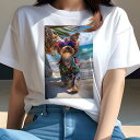 ヨークシャーテリア Tシャツ 犬愛 ユニークデザインレディース 犬ファン 半袖 春夏 プリント カジュアル かわいい 人間用 ギフト 個性的 サングラス ヨークシャーテリア アロハシャツ ビーチ 海