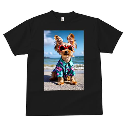 ヨークシャーテリア Tシャツ 犬愛 ユニークデザインメンズ キッズ 犬ファン 半袖 春夏 プリント カジュアル かわいい 人間用 ギフト 個性的 アロハシャツ ヨークシャーテリア サングラス 海 ビーチ