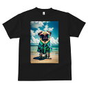 パグ Tシャツ 犬愛 ユニークデザインメンズ キッズ 犬ファン 半袖 春夏 プリント カジュアル かわいい 人間用 ギフト 個性的 ビーチ パグ 海 夏 サングラス