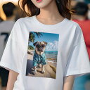 パグ Tシャツ 犬愛 ユニークデザインレディース 犬ファン 半袖 春夏 プリント カジュアル かわいい 人間用 ギフト 個性的 ビーチ パグ 海 夏 休暇
