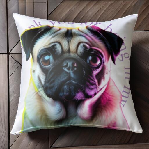 パグ クッションカバー 45×45cm アニマル柄 おしゃれ 可愛い クッション本体付き 正方形