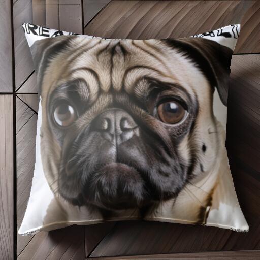 パグ クッションカバー 45×45cm アニマル柄 おしゃれ 可愛い クッション本体付き 正方形