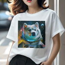 柴犬 Tシャツ 犬愛 ユニークデザインレディース 犬ファン 半袖 春夏 プリント カジュアル かわいい 人間用 ギフト 個性的 宇宙 柴犬 宇宙飛行士 星(4)