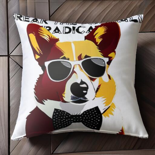 サングラス コーギー 蝶ネクタイ クッションカバー 45×45cm アニマル柄 おしゃれ 可愛い クッション本体付き 正方形