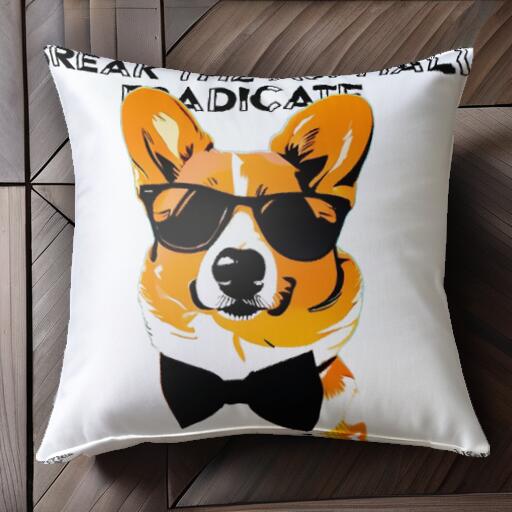 サングラス コーギー 蝶ネクタイ クッションカバー 45×45cm アニマル柄 おしゃれ 可愛い クッション本体付き 正方形