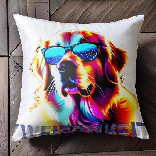 サングラス ゴールデンレトリバー クッションカバー 45×45cm アニマル柄 おしゃれ 可愛い クッション本..
