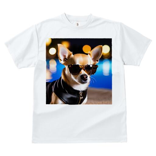 チワワ Tシャツ 犬愛 ユニークデザインレディース 犬ファン 半袖 春夏 プリント カジュアル かわいい 人間用 ギフト 個性的 サングラス チワワ 革ジャン