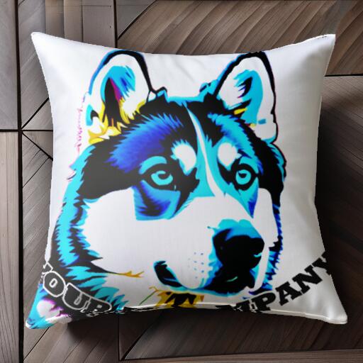 シベリアンハスキー クッションカバー 45×45cm アニマル柄 おしゃれ 可愛い クッション本体付き 正方形