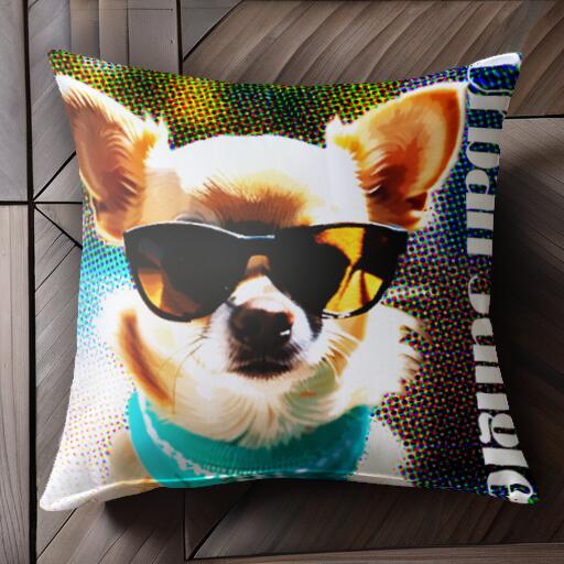 サングラス チワワ バンダナ クッションカバー 45×45cm アニマル柄 おしゃれ 可愛い クッション本体付..