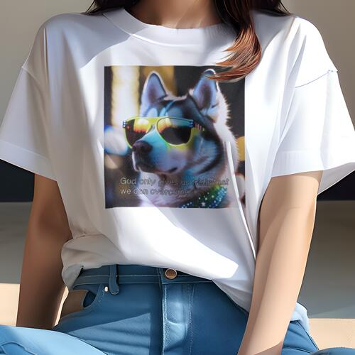シベリアンハスキー Tシャツ 犬愛 ユニークデザインレディース 犬ファン 半袖 春夏 プリント カジュアル かわいい 人間用 ギフト 個性的 サングラス シベリアンハスキー