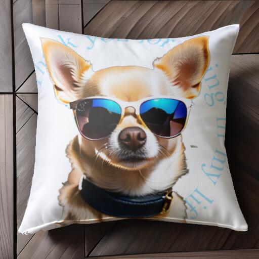 サングラス チワワ クール クッションカバー 45×45cm アニマル柄 おしゃれ 可愛い クッション本体付き 正方形