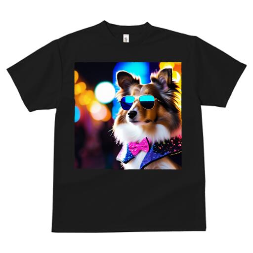 楽天フロントップ楽天市場店シェットランドシープドッグ Tシャツ 犬愛 ユニークデザインメンズ キッズ 犬ファン 半袖 春夏 プリント カジュアル かわいい 人間用 ギフト 個性的 サングラス シェットランドシープドッグ 蝶ネクタイ キラキラ