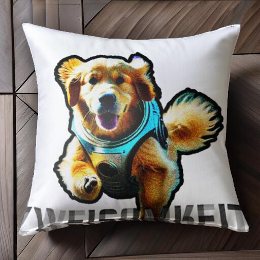 宇宙服 ゴールデンレトリバー クッションカバー 45×45cm アニマル柄 おしゃれ 可愛い クッション本体付..