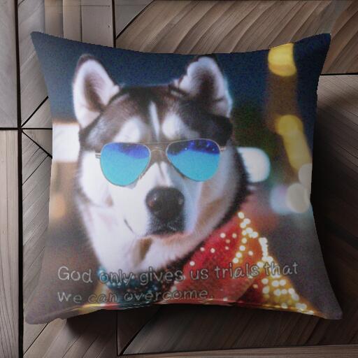 サングラス シベリアンハスキー ライト 夜景 クッションカバー 45×45cm アニマル柄 おしゃれ 可愛い ク..