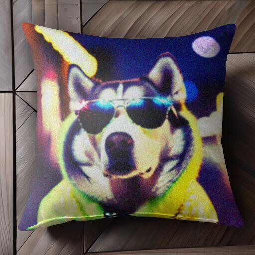サングラス シベリアンハスキー ライト クッションカバー 45×45cm アニマル柄 おしゃれ 可愛い クッシ..