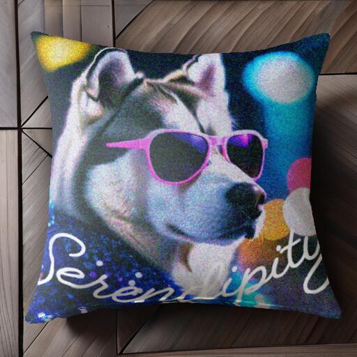 サングラス シベリアンハスキー ライト クッションカバー 45×45cm アニマル柄 おしゃれ 可愛い クッシ..