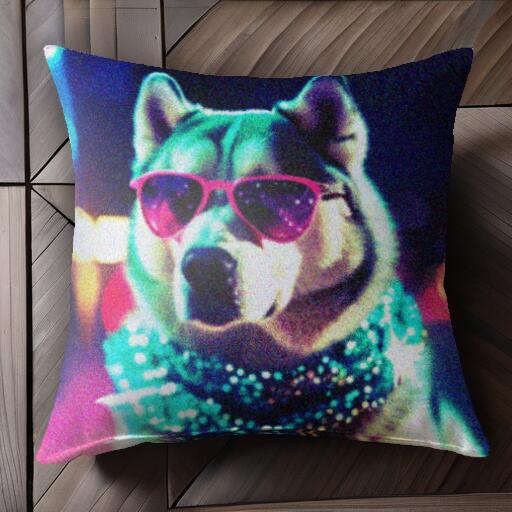 サングラス シベリアンハスキー ライト クッションカバー 45×45cm アニマル柄 おしゃれ 可愛い クッシ..