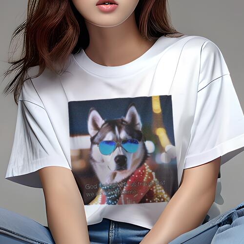 シベリアンハスキー Tシャツ 犬愛 ユニークデザインレディース 犬ファン 半袖 春夏 プリント カジュア..