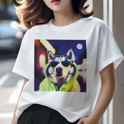 シベリアンハスキー Tシャツ 犬愛 ユニークデザインレディース 犬ファン 半袖 春夏 プリント カジュア..