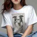 ボーダーコリー Tシャツ 犬愛 ユニークデザインレディース 犬ファン 半袖 春夏 プリント カジュアル かわいい 人間用 ギフト 個性的 メガネ ボーダーコリー