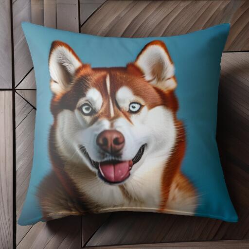 ハスキー クッションカバー 45×45cm アニマル柄 おしゃれ 可愛い クッション本体付き 正方形