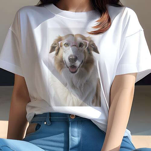 ボーダーコリー Tシャツ 犬愛 ユニークデザインレディース 犬ファン 半袖 春夏 プリント カジュアル かわいい 人間用 ギフト 個性的 メガネ ボーダーコリー