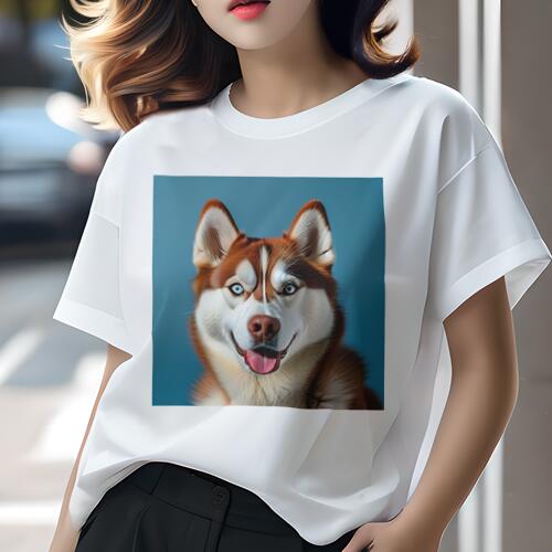 シベリアンハスキー Tシャツ 犬愛 ユニークデザインレディース 犬ファン 半袖 春夏 プリント カジュアル かわいい 人間用 ギフト 個性的 シベリアンハスキー