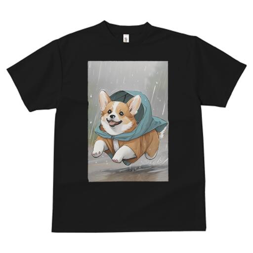 コーギー Tシャツ 犬愛 ユニークデザインレディース 犬ファン 半袖 春夏 プリント カジュアル かわいい 人間用 ギフト 個性的 雨 コーギー レインコート