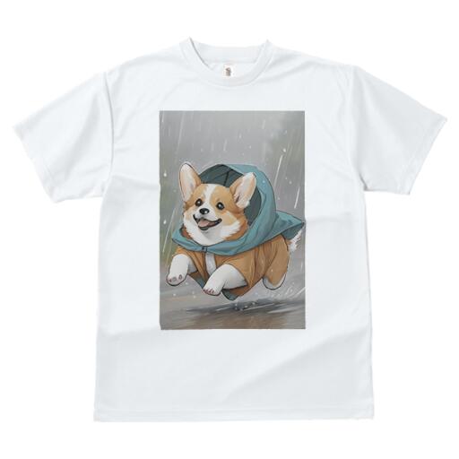 コーギー Tシャツ 犬愛 ユニークデザインレディース 犬ファン 半袖 春夏 プリント カジュアル かわいい 人間用 ギフト 個性的 雨 コーギー レインコート