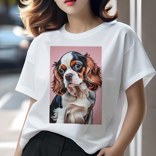 キャバリア Tシャツ 犬愛 ユニークデザインレディース 犬ファン 半袖 春夏 プリント カジュアル かわいい 人間用 ギフト 個性的 キャバリア