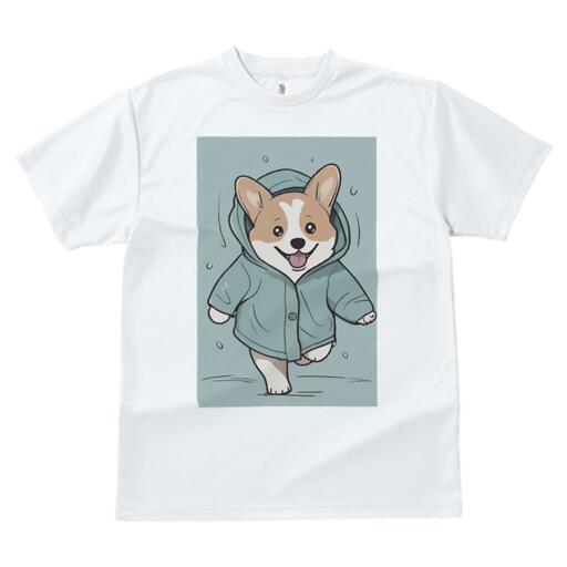 コーギー Tシャツ 犬愛 ユニークデザインレディース 犬ファン 半袖 春夏 プリント カジュアル かわいい 人間用 ギフト 個性的 レインコート コーギー 雨
