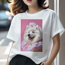 サモエド Tシャツ 犬愛 ユニークデザインレディース 犬ファン 半袖 春夏 プリント カジュアル かわいい 人間用 ギフト 個性的 ドレス サモエド ピンク(4)