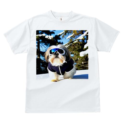 シーズー Tシャツ 犬愛 ユニークデザインメンズ キッズ 犬ファン 半袖 春夏 プリント カジュアル かわいい 人間用 ギフト 個性的 雪 シーズー 冬 スキーゴーグル ジャケット