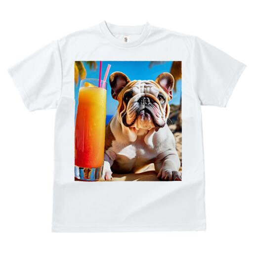 ブルドッグ Tシャツ 犬愛 ユニークデザインレディース 犬ファン 半袖 春夏 プリント カジュアル かわいい 人間用 ギフト 個性的 カクテル ブルドッグ ビーチ
