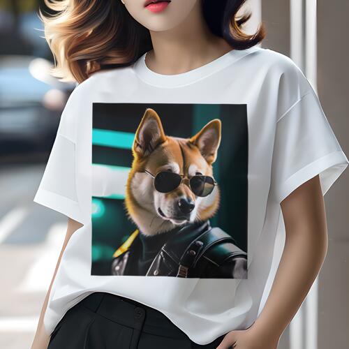 柴犬 Tシャツ 犬愛 ユニークデザインレディース 犬ファン 半袖 春夏 プリント カジュアル かわいい 人間用 ギフト 個性的 サングラス 柴犬 革ジャン