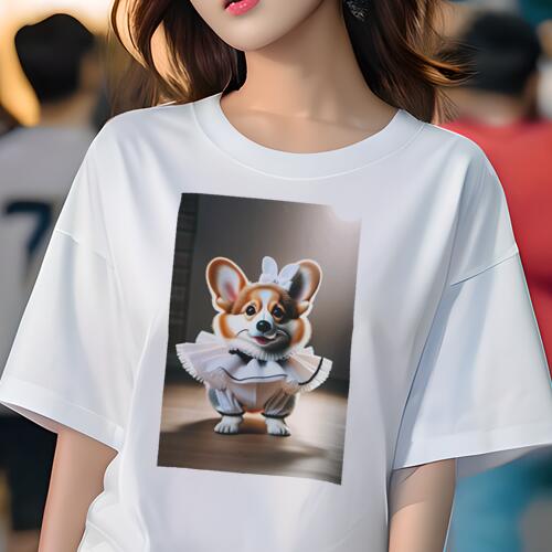 コーギー Tシャツ 犬愛 ユニークデザインレディース 犬ファン 半袖 春夏 プリント カジュアル かわいい 人間用 ギフト 個性的 クラウン..