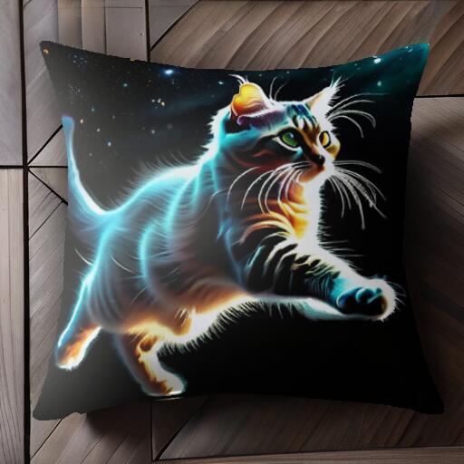 宇宙 星 ネオン アート クッションカバー 45×45cm アニマル柄 おしゃれ 可愛い クッション本体付き 正..