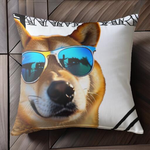 サングラス 柴犬 クール クッションカバー 45×45cm アニマル柄 おしゃれ 可愛い クッション本体付き 正方形