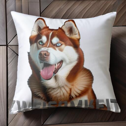 シベリアンハスキー クッションカバー 45×45cm アニマル柄 おしゃれ 可愛い クッション本体付き 正方形