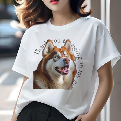 シベリアンハスキー Tシャツ 犬愛 ユニークデザインレディース 犬ファン 半袖 春夏 プリント カジュアル かわいい 人間用 ギフト 個性的 シベリアンハスキー